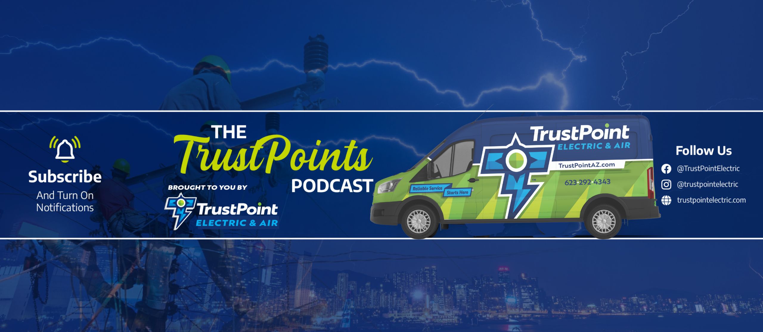 Trust Point banner service van and social links