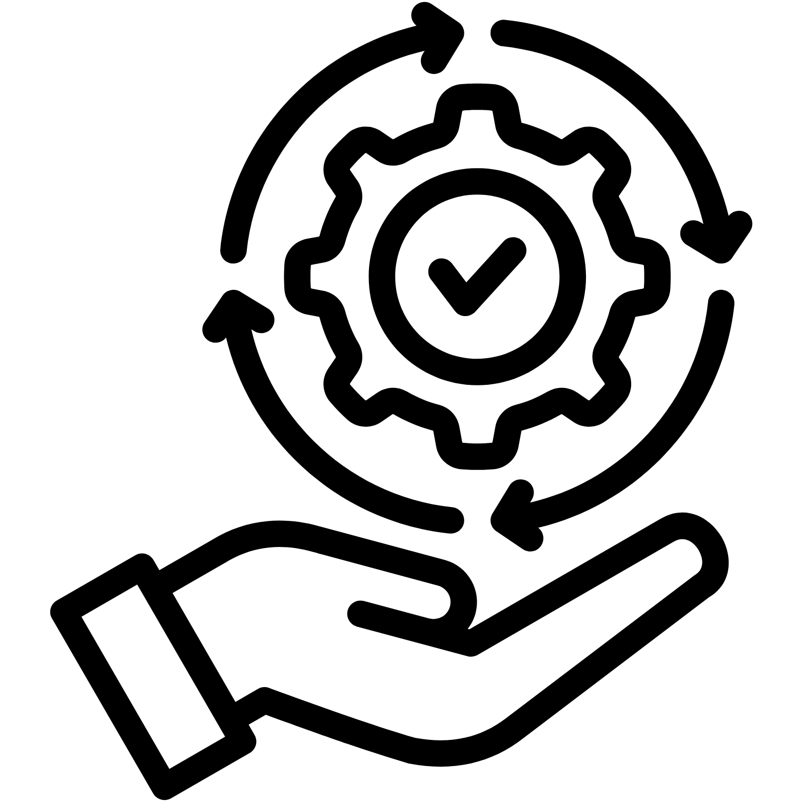 Reliable electrical services Phoenix Trust Point Electric core value - hand with spinning checkmark gear icon